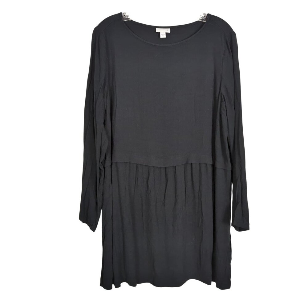 J. Jill long sleeve top Rayon Peplum Black pullover side slits‎ size L